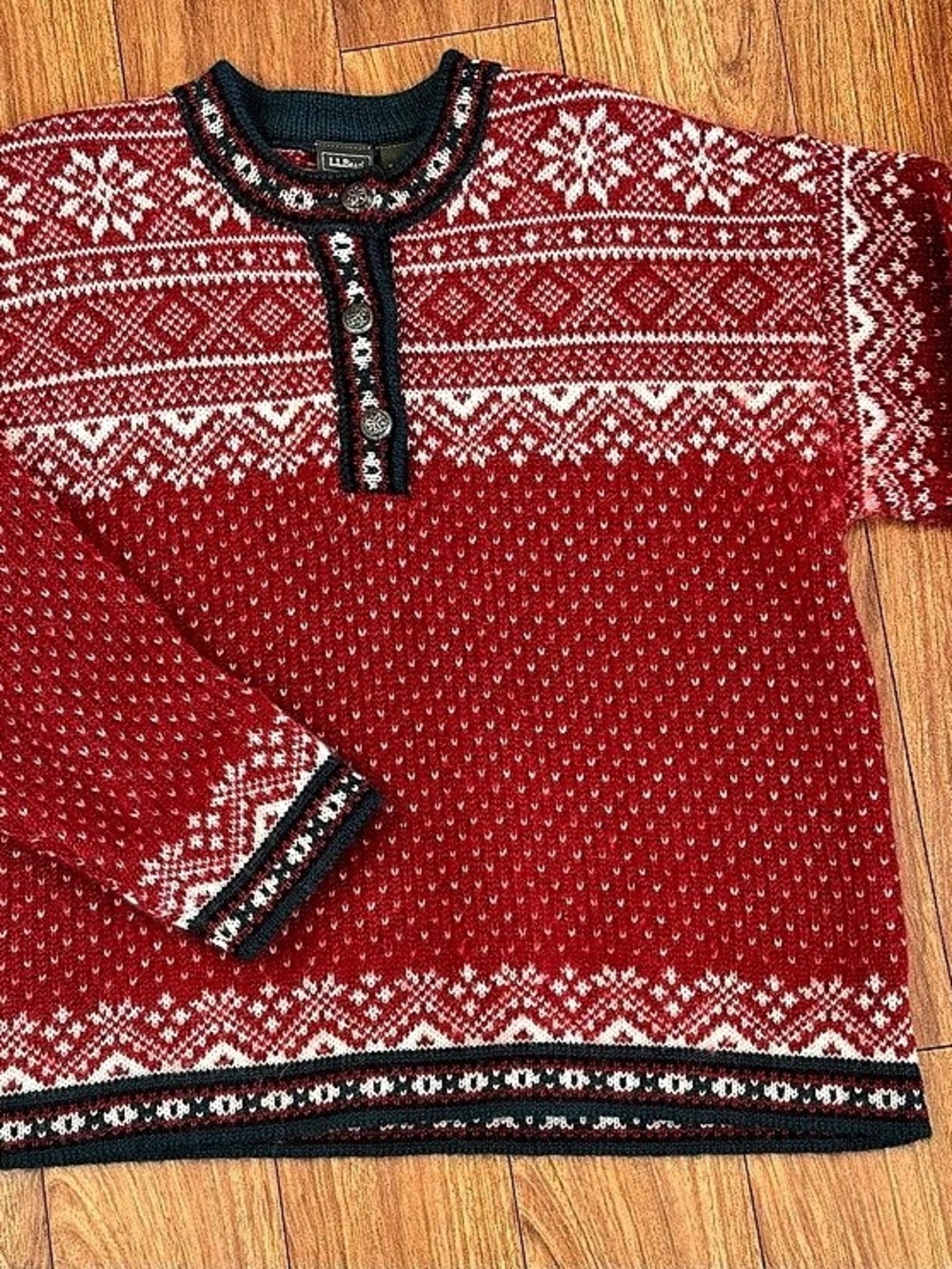Vintage L.L.Bean Fair Isle Wool Sweater Size Medium